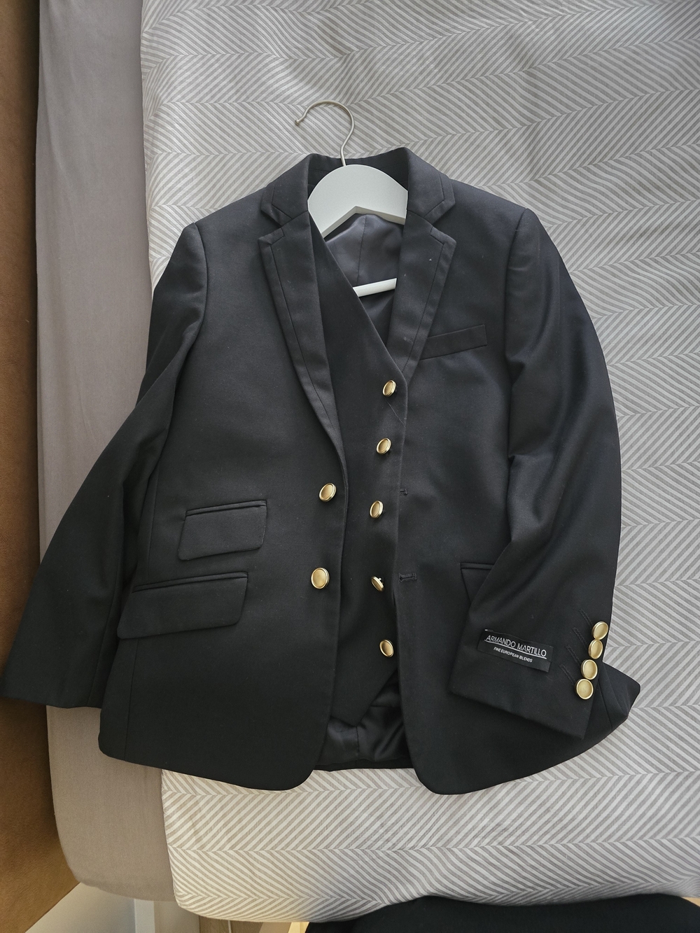 Boys Black Gold-Button Formal Matching Set